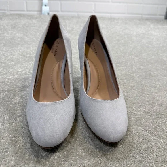Cole Haan Gabbie Pump Suede 80 Pearl Grey Stiletto Heels NIB Sz 8 Wedding Formal - Picture 5 of 15